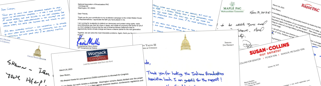 A pile of thank you letters